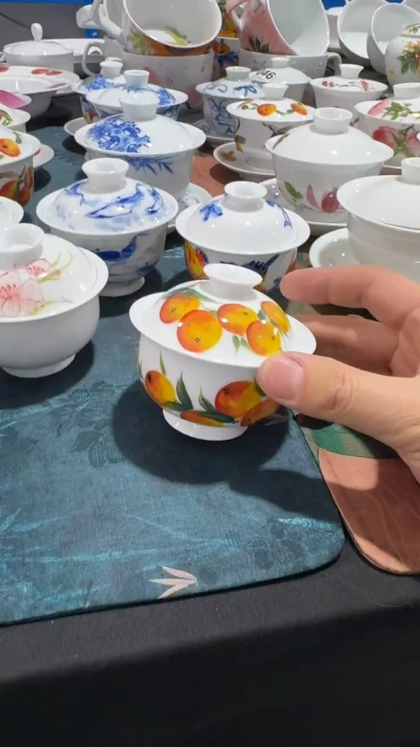 摆件陶瓷景德镇高温瓷（盖碗）