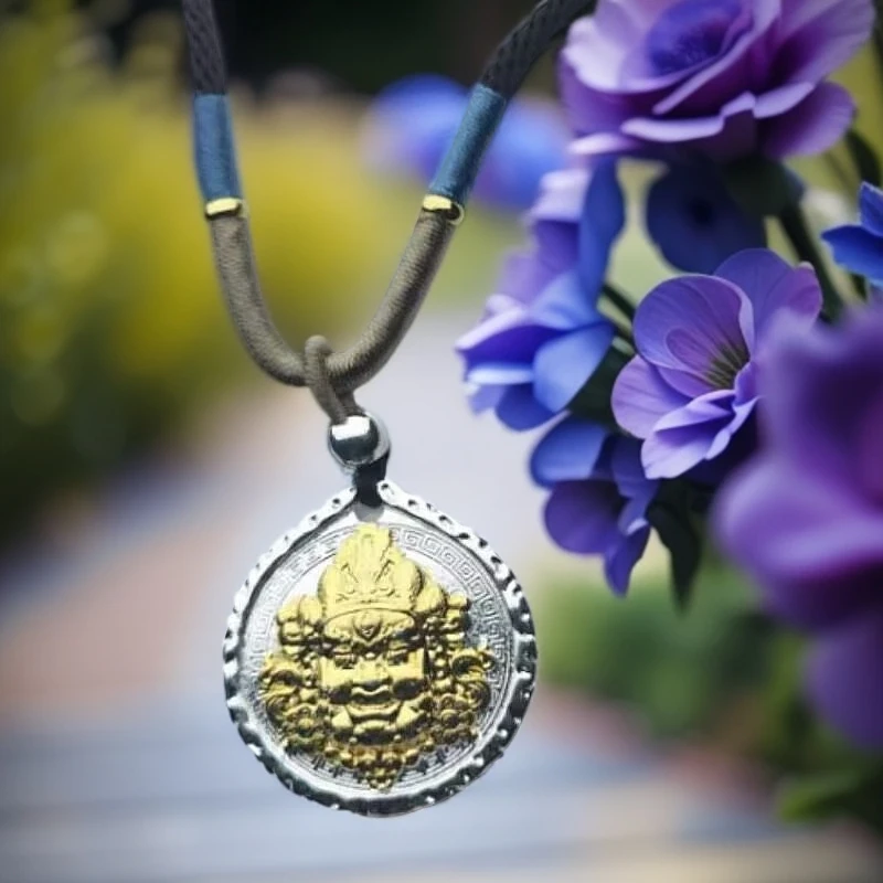 吊坠足银 【A845】15g999.9黄财财吊坠复古双面民族风编绳时尚情侣