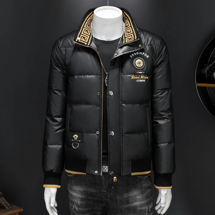 时尚潮流高端个性羽绒服冬季加厚保暖重工刺绣立领高级感青年外套