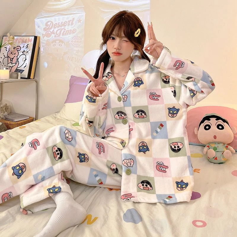 三号-【彩色小新】冬季法兰绒甜美新款睡衣套装睡衣爆款家居服