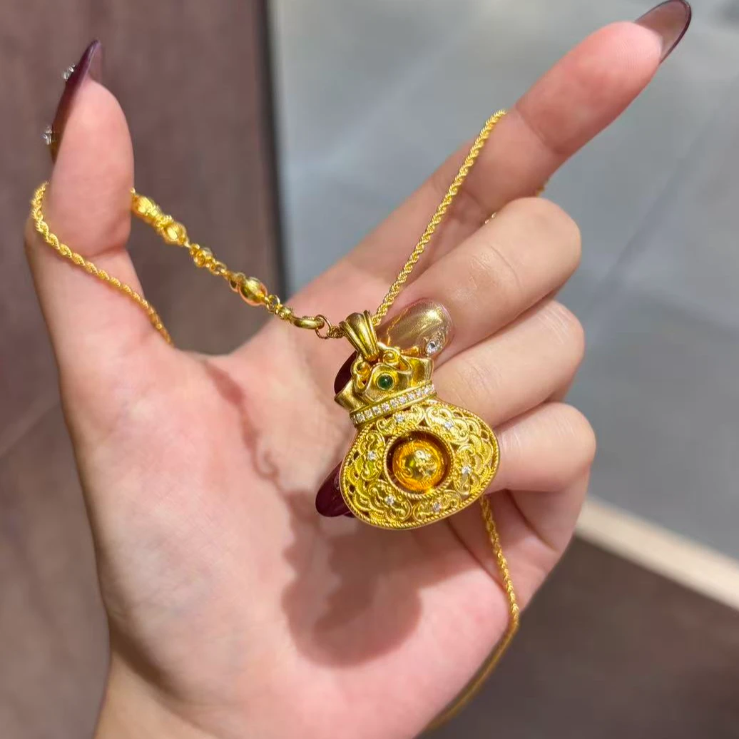 【伟新源】足金999 镶嵌工艺 镶嵌福袋吊坠18.99克 附加406（不含链）