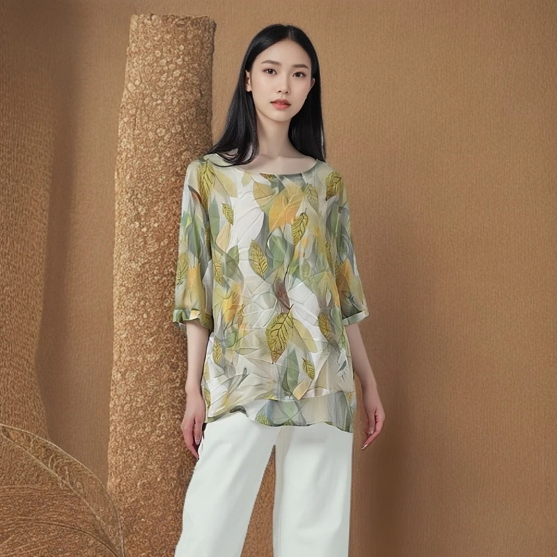 常规中老年女装宽松秋冬上衣洋气显瘦女士夏季休闲衬衫气质碎花