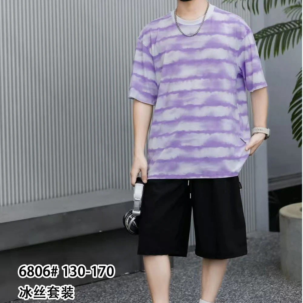 F268吉诺儿童夏季条纹休闲套装6806