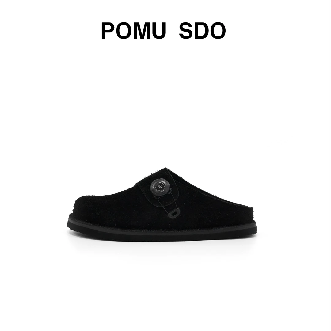 POMU SDO 25年新款男士真皮快速系带勃肯半拖快扣半拖早春包头拖