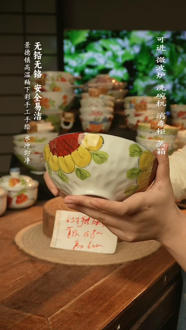 瓷景德镇高温瓷釉下彩手绘陶瓷万能