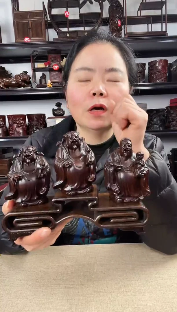 木三连+福禄寿老李红木工艺品