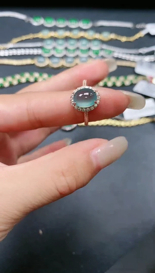 翡翠戒指银S925镶嵌11111