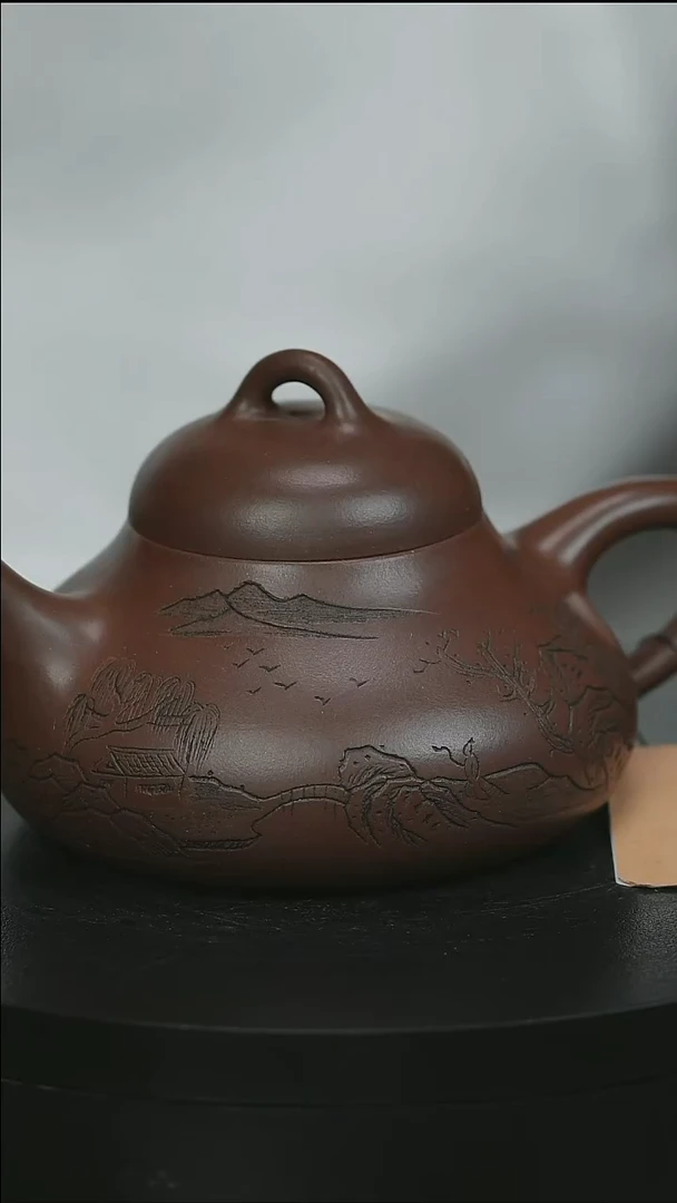 茶壶紫砂已*置H1602赵信军山水刻绘容天