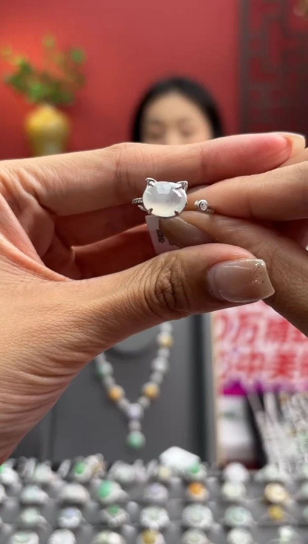 银S925镶嵌戒指翡翠003882r