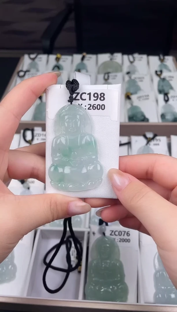 颈饰未镶嵌翡翠ZC198冰大观音+孤品+送同款绳子
