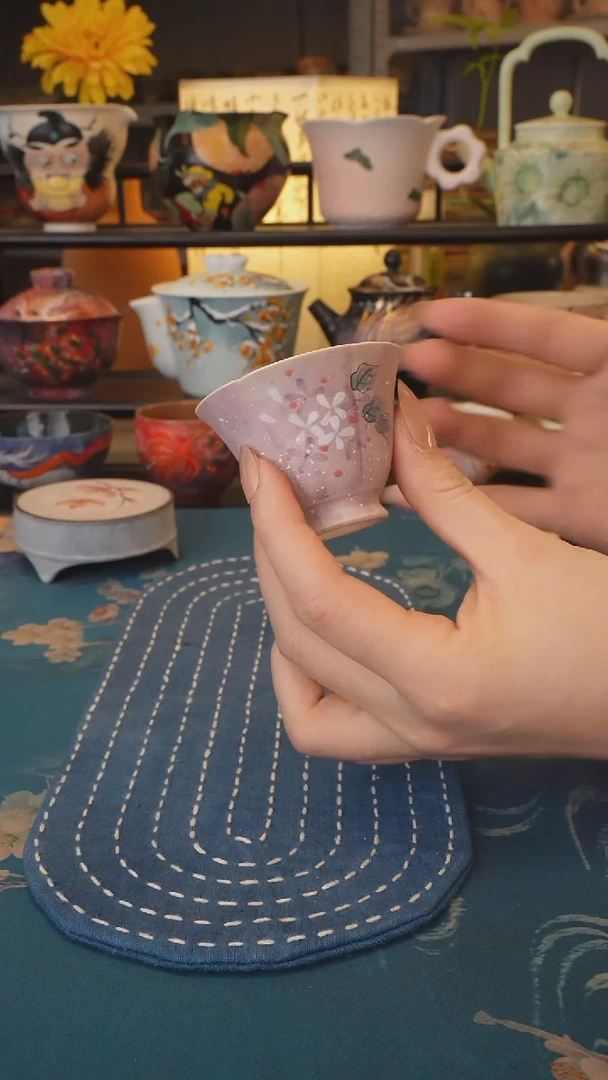 【闪购商品】粉引紫麟系列  小花口杯