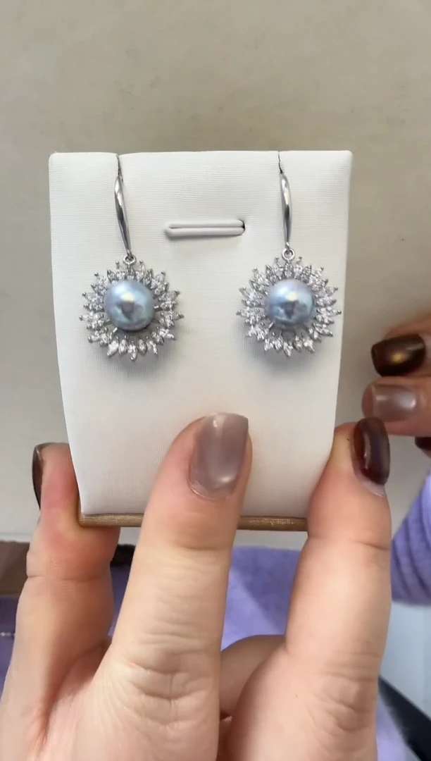 未镶嵌耳饰海水珍珠真多麻8mm+S925银耳钩