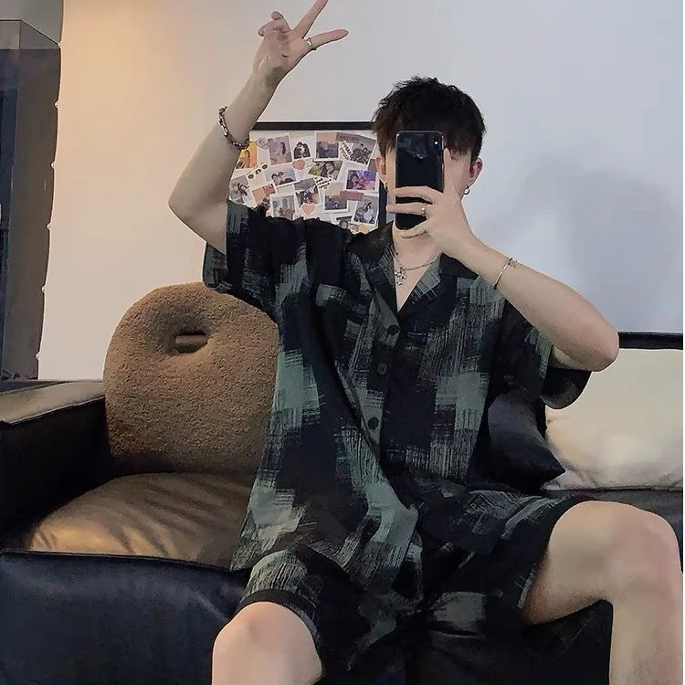 睡衣男冰丝夏季新款短袖薄款男士高颜值宽松大码可外穿家居服套装