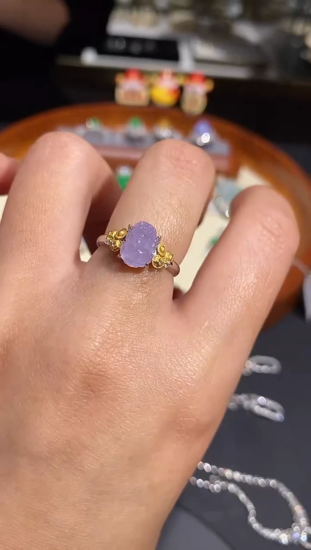 【闪购商品】翡翠戒指18K金镶嵌戒指