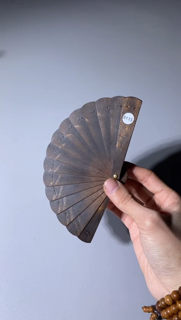 【闪购商品】金丝楠木雕811号10cm阴沉金丝楠迷你扇
