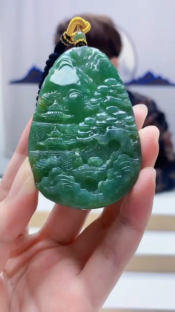 未镶嵌定制翡翠5159zm-毛货挂件山水15