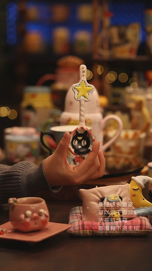 陶瓷景德镇可爱陶瓷釉下彩绘设计师款