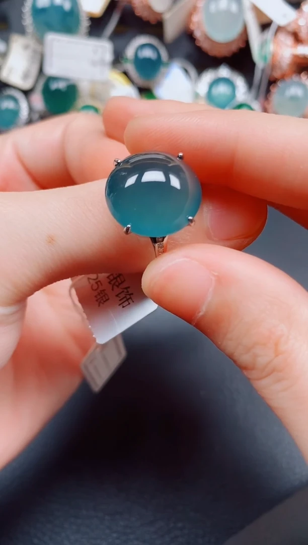 银S925镶嵌戒指翡翠翡翠
