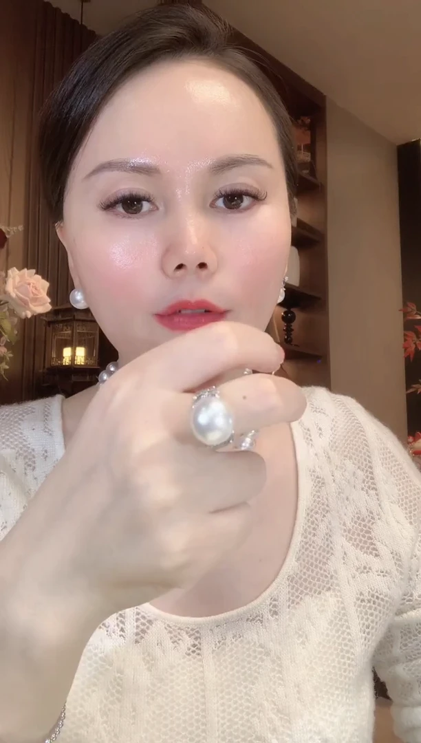 18K金镶嵌戒指海水珍珠C107