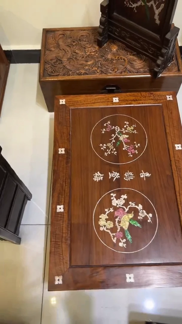 【闪购商品】贡木喜鹊登梅螺钿炕桌