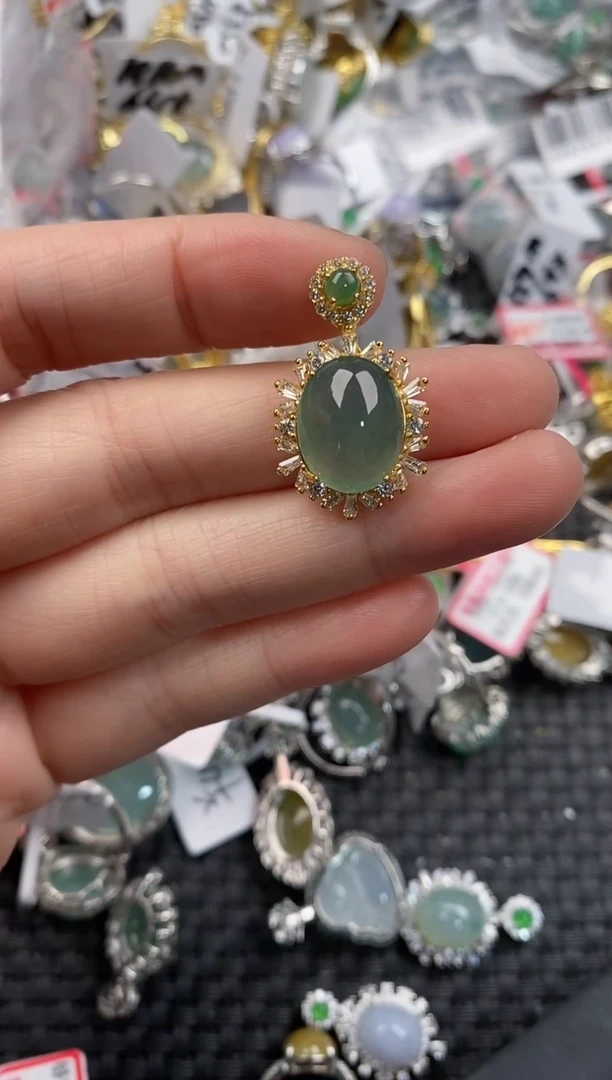 银S925镶嵌戒指翡翠444                1