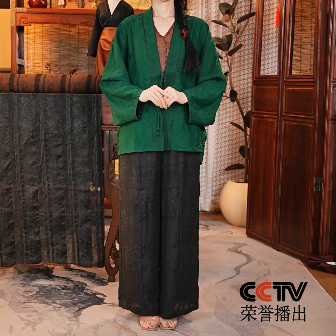 萧娘【有翡】香云纱新中式长袖短外套复古宽松桑蚕丝百搭中国风1039