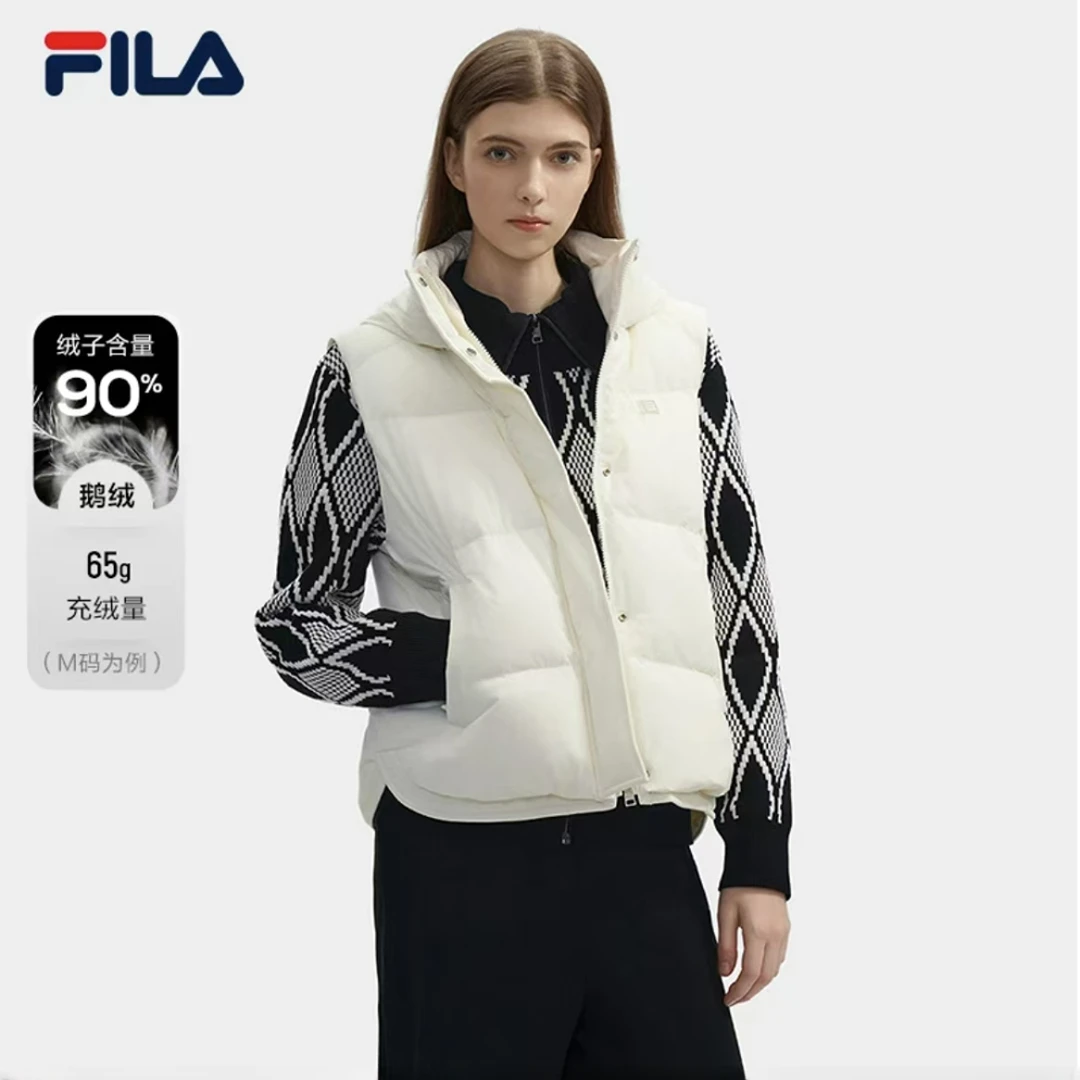 Fila/斐乐女【FILA高品质VC羽绒】秋冬宽松连帽羽绒马甲F11W443901F