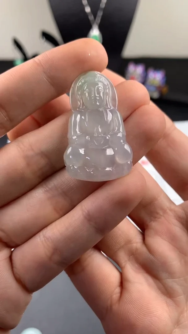 吊坠(不含链)未镶嵌翡翠天然缅甸A货翡翠 观音