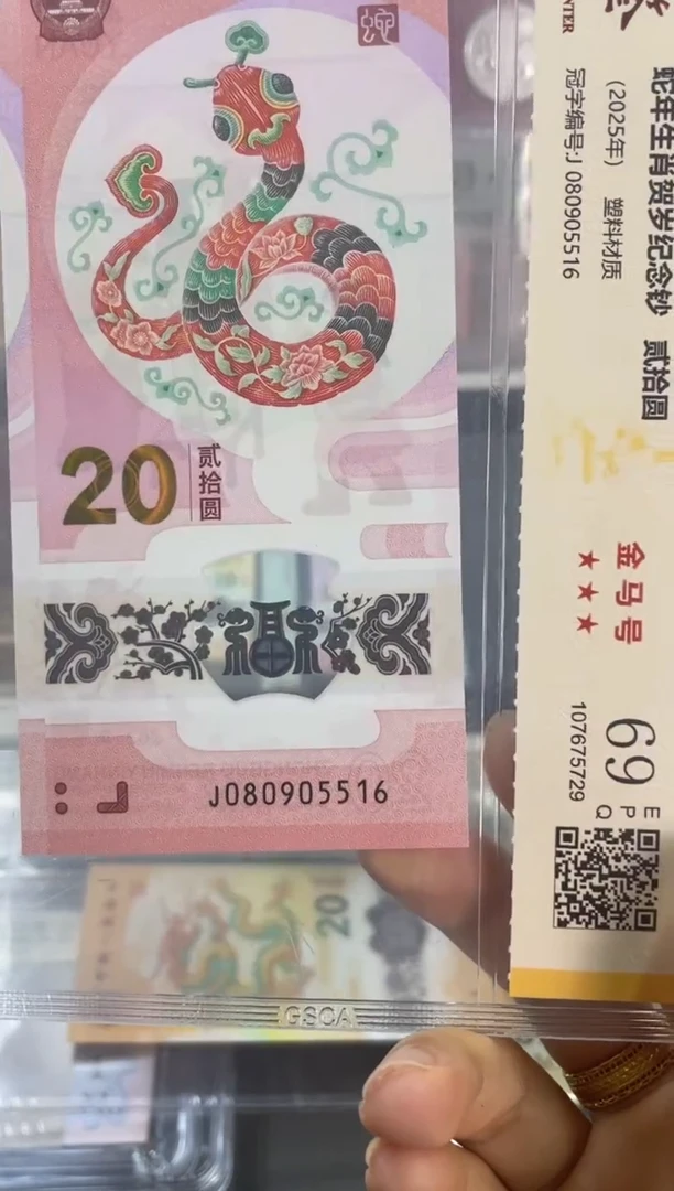 塑料国鉴评级 蛇钞金马号 69分 尾516