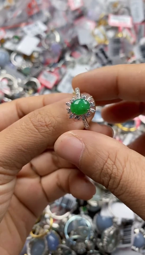 银S925镶嵌戒指翡翠111                1