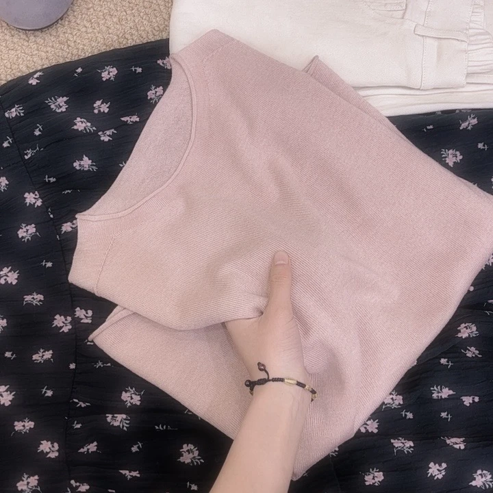 镇店之宝～【无缝一体】卷边圆领套头纯色百搭长袖针织衫 YXJ-25005