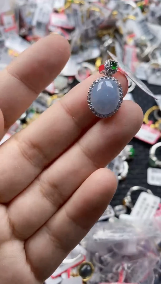 翡翠戒指银S925镶嵌6666---7