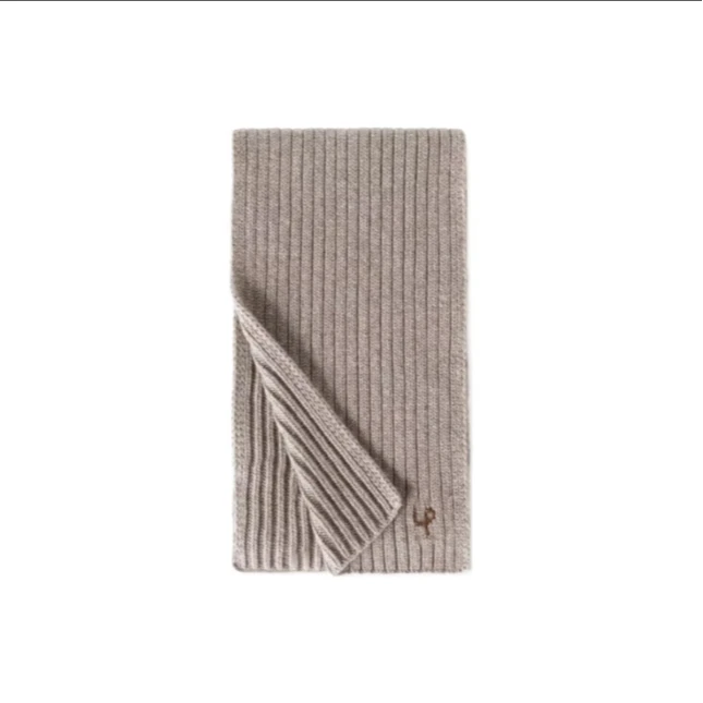 全新未使用 maje  Loro Piana 手工刺绣皮革 LP 徽标 羊绒围巾