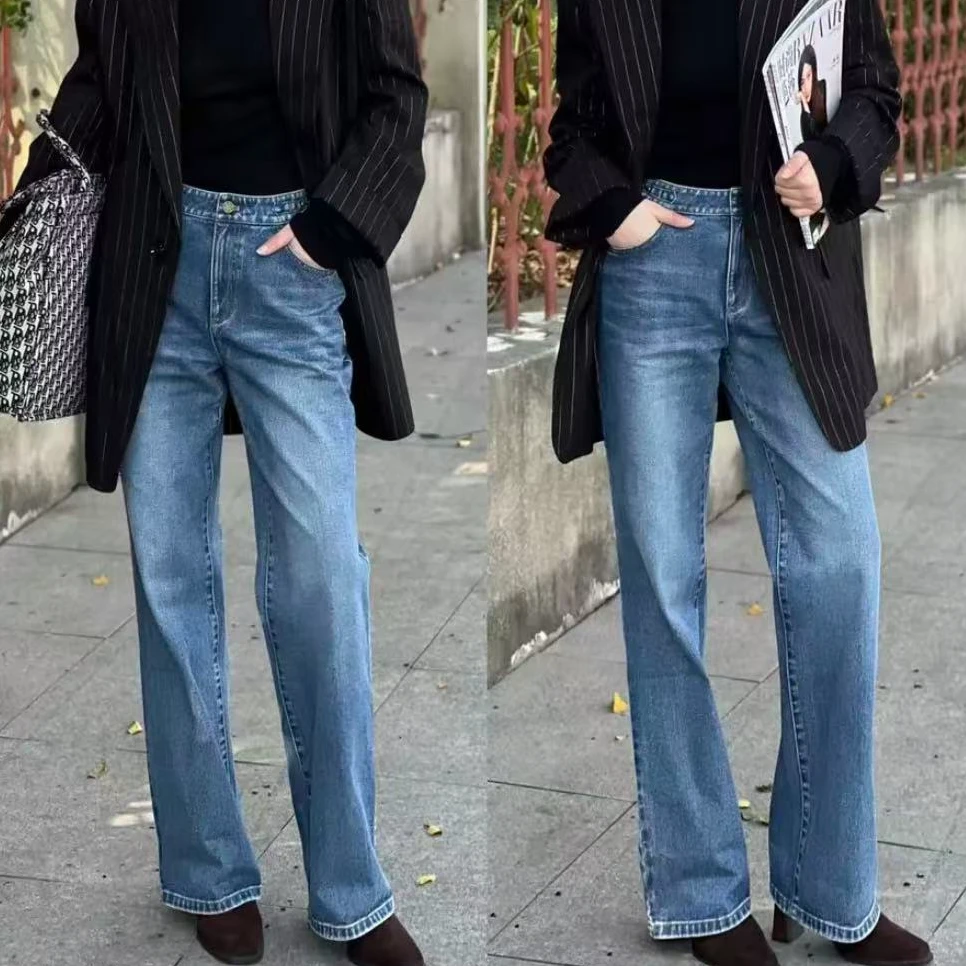 AMASS/阿玛施新款时尚复古链条砂洗四季理想牛仔裤510011裤长105