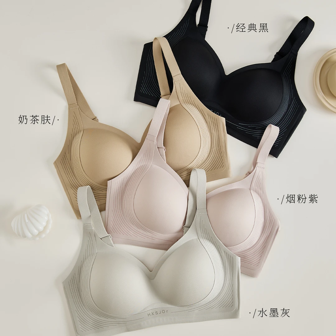 2025新款春夏提拉果冻条内衣小胸聚拢无钢圈调整型无痕文胸女