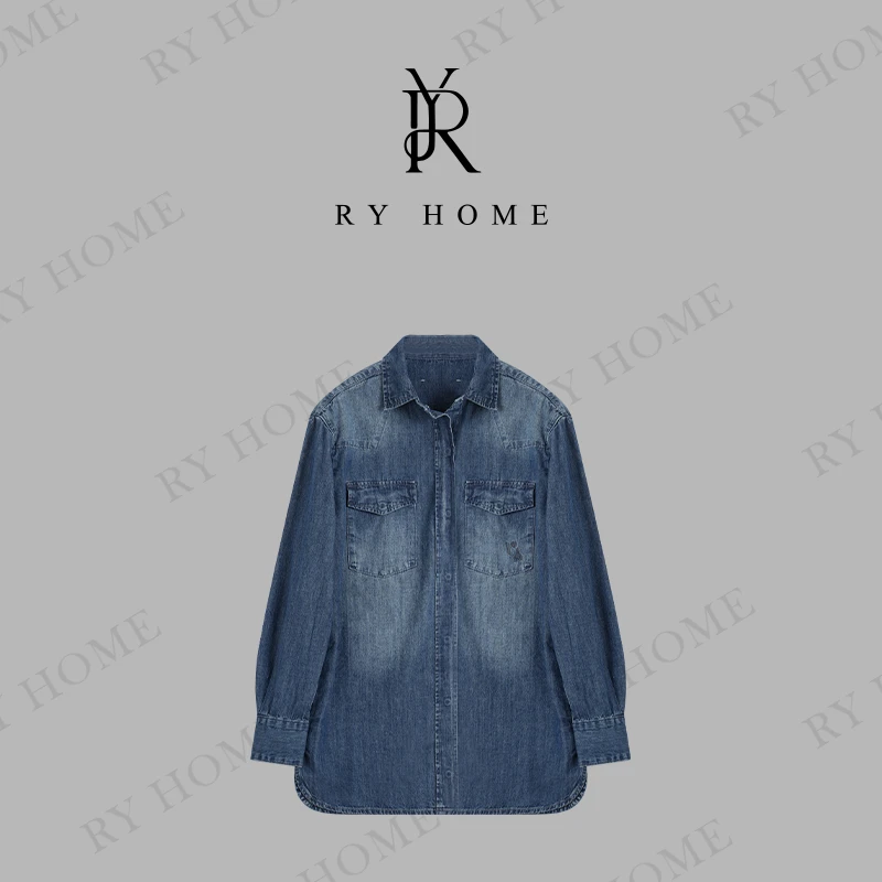 【容雨RYHOME】复古洗水重工翻领牛仔衬衫外套251C1326