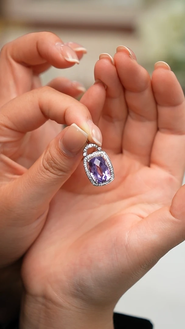 银S925镶嵌吊坠(不含链)紫晶吊坠