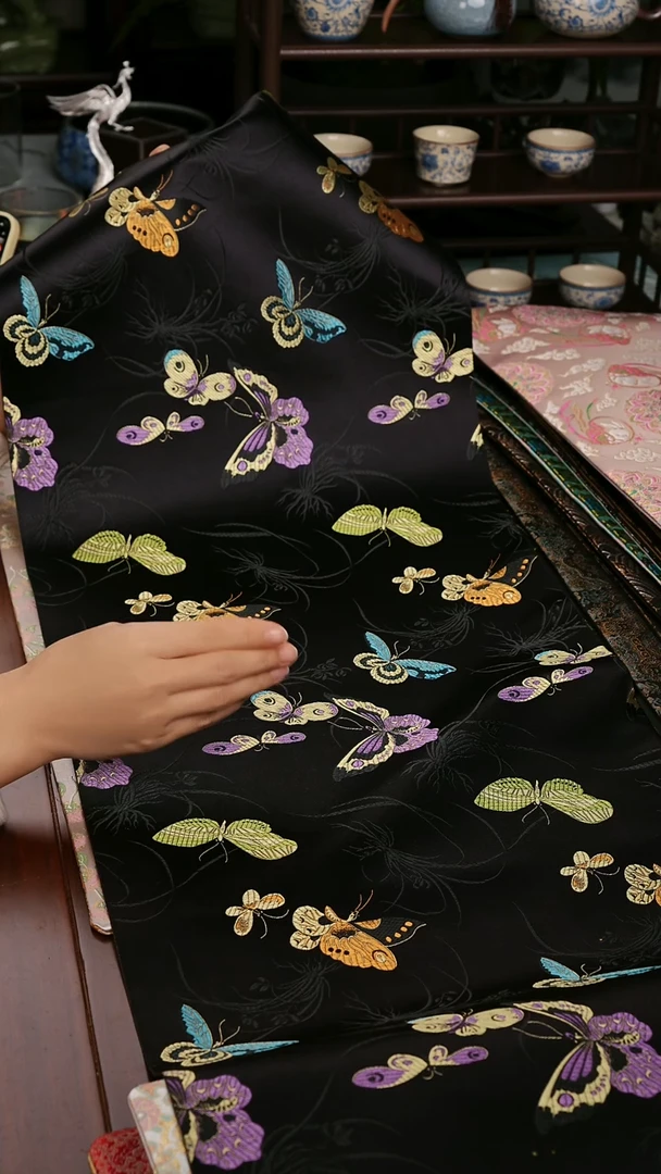 【梦幻蝴蝶单面】中国风干泡织锦茶席35*100