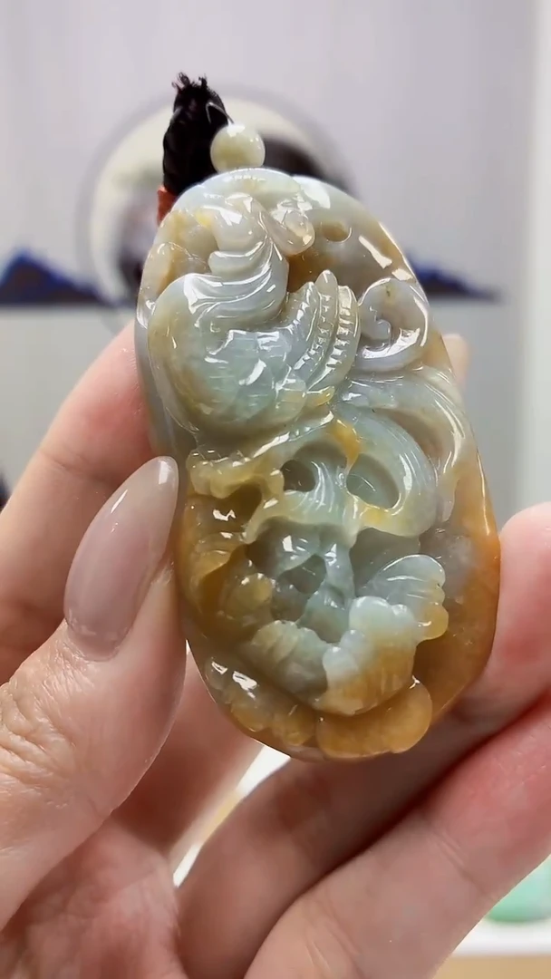 未镶嵌定制翡翠5160MM-毛货挂件54