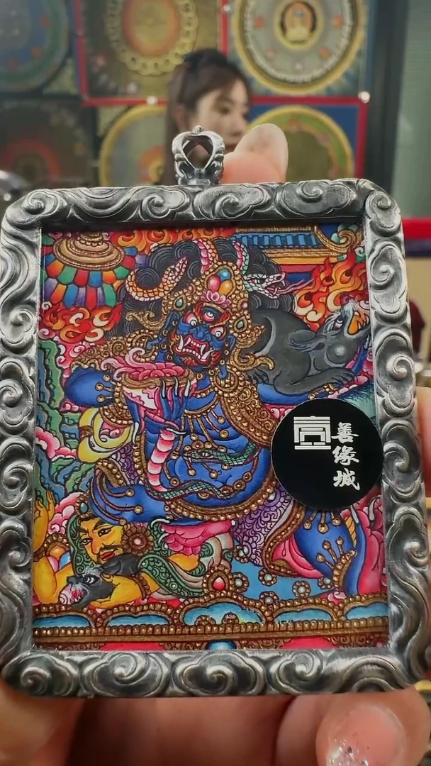 吊坠 壹善缘城手绘唐卡黑C