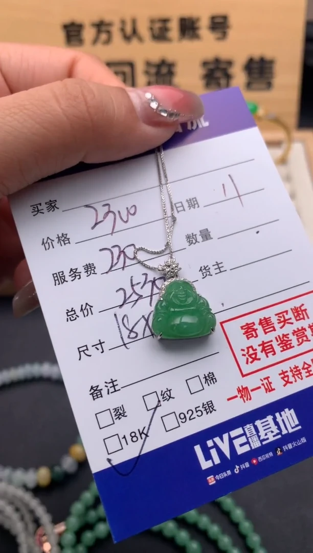 【闪购商品】翡翠项链18K金镶嵌10124398