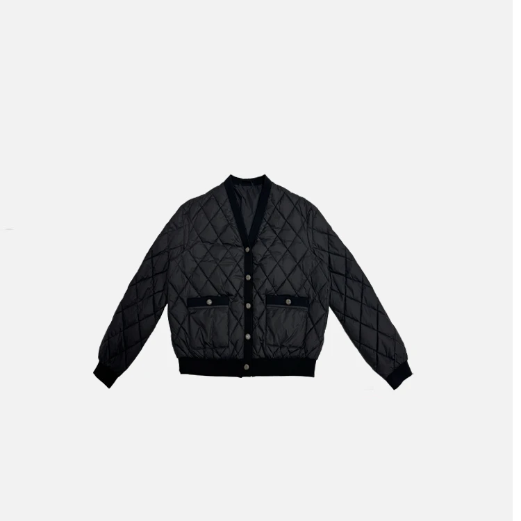 NILICO【松茶】秋冬新款设计感小香白鹅绒气质百塔减龄外套菱格格纹