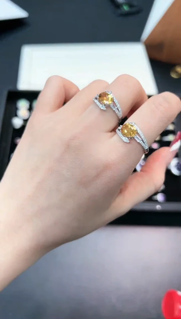 【闪购商品】黄晶戒指银S925镶嵌94j多样性发其一/1个