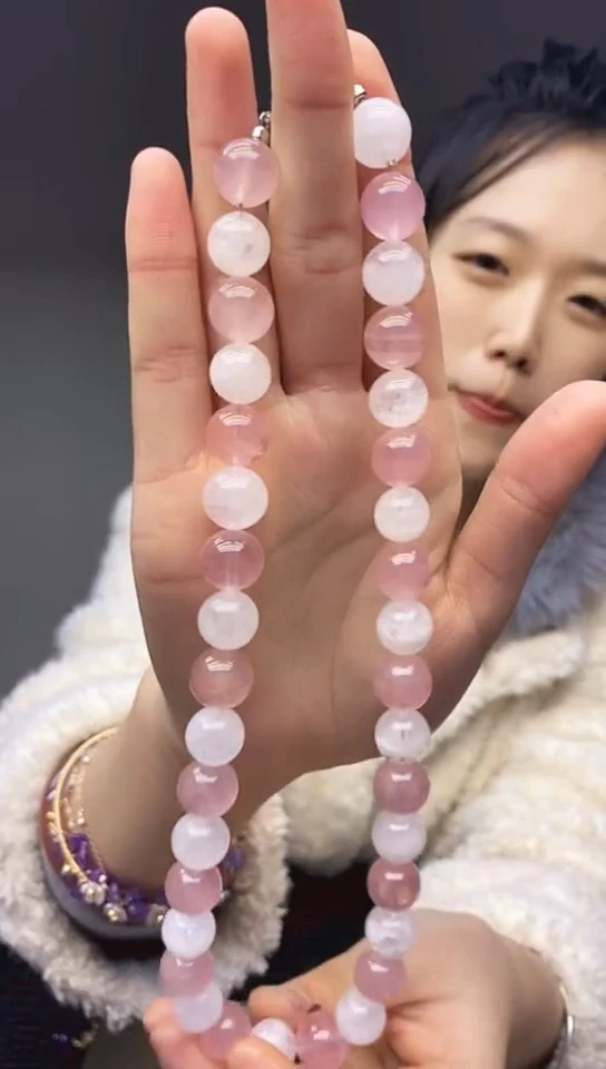 水晶摆件未镶嵌天然粉水多宝项链