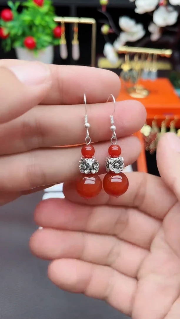 玛瑙/玉髓耳饰银S925镶嵌422000