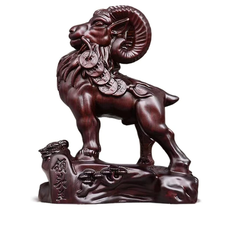 高24黑檀领头羊木雕摆件