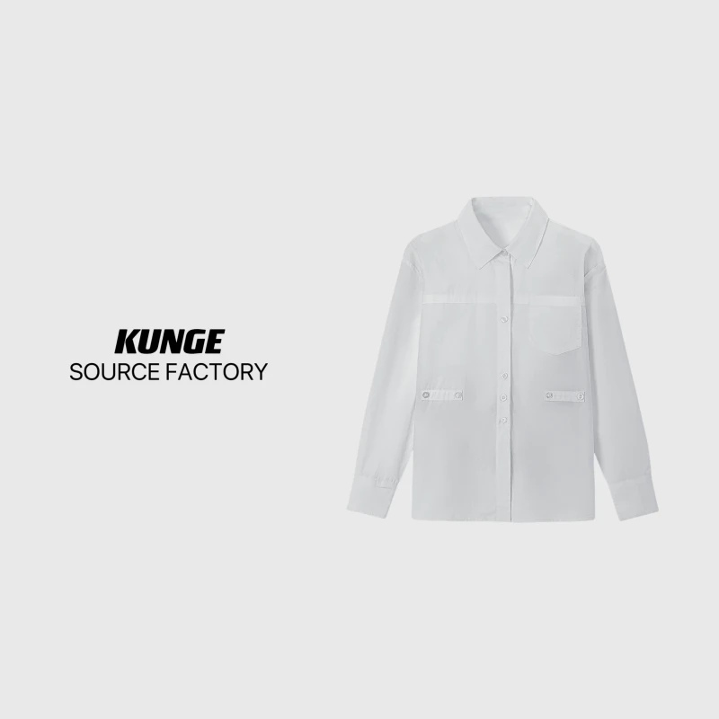 KUNGE 简约打底白衬衫春秋显瘦气质长袖时尚小众-8474