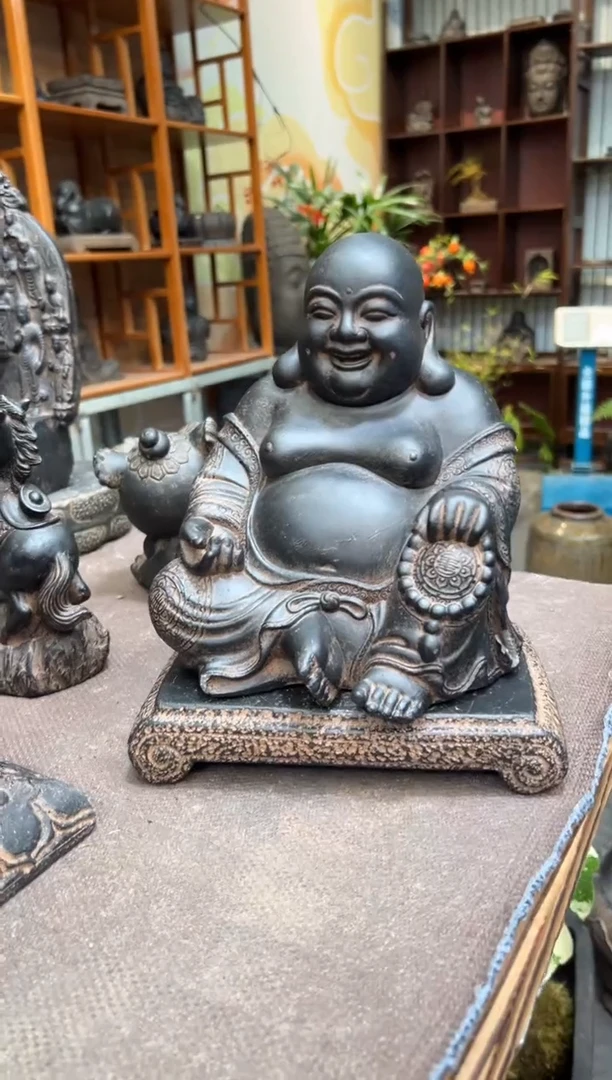 陶土【火山泥】大肚佛+小江枫底座