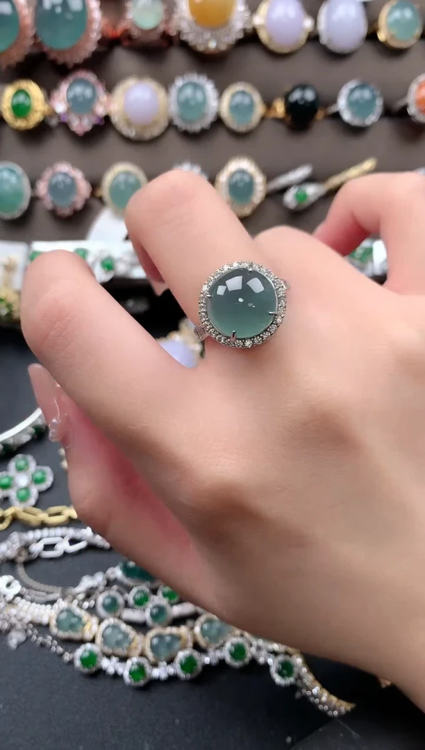 【闪购商品】翡翠戒指银S925镶嵌52141