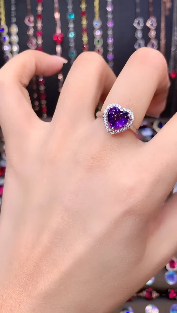 水晶戒指银S925镶嵌银色8